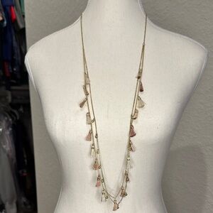 Elegant Gold and Pink Tassel Necklace